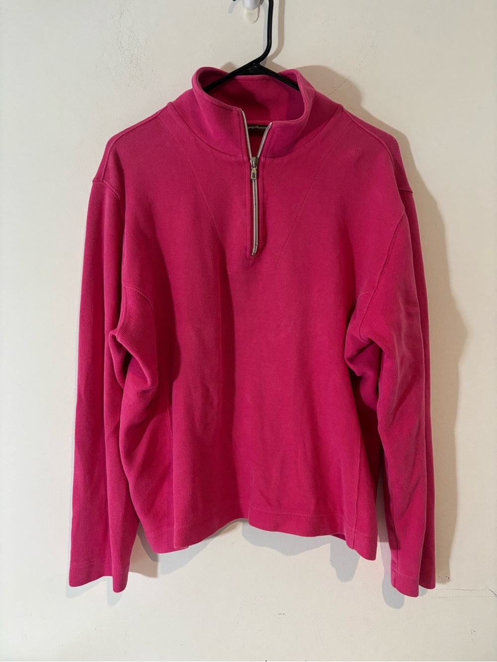 Tommy Bahama Women Large Pink Long Sleeve Quarter Zip Casual Preppy